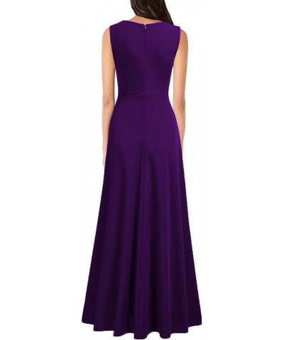 Women's V Neck Sleeveless Split Formal Dress Cocktail Party Prom Long Dresses Purple $28.60 Dresses