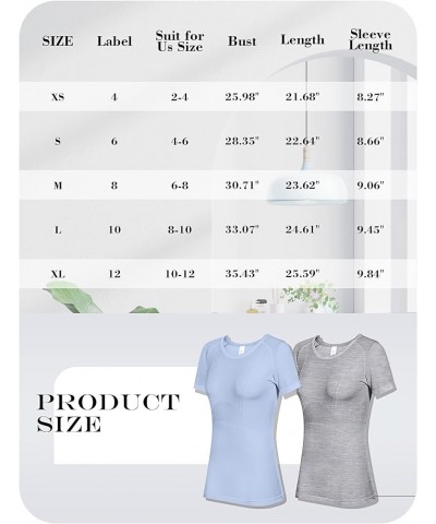 2 Pieces Women Short Sleeve Workout Shirt Seamless Workout Shirts Workout Tops Fitted Top Sports Yoga Athletic Shirt Top Shor...