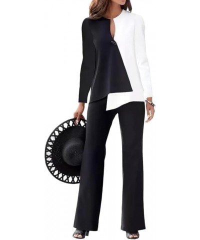 Womens 2 Piece Outfits Dressy Pant Suits for a Wedding Casual Irregular Chiffon Wide Leg Pant Sets Style4-white $25.87 Suits