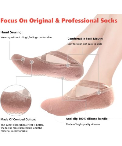 Yoga Socks with Grips Pilates Socks for Women Non-Slip Grip Socks D1-2306-YJW Pink $5.30 Activewear