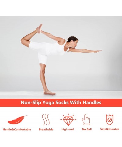 Yoga Socks with Grips Pilates Socks for Women Non-Slip Grip Socks D1-2306-YJW Pink $5.30 Activewear