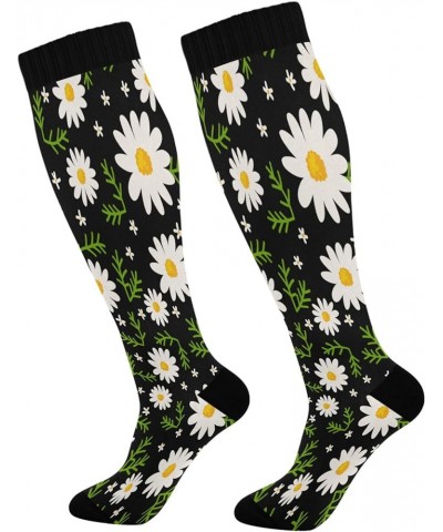 Christmas Gnomes Compression Socks Women Men Knee High Stockings for Sports,Running,Travel 1Pair Daisies $8.50 Activewear