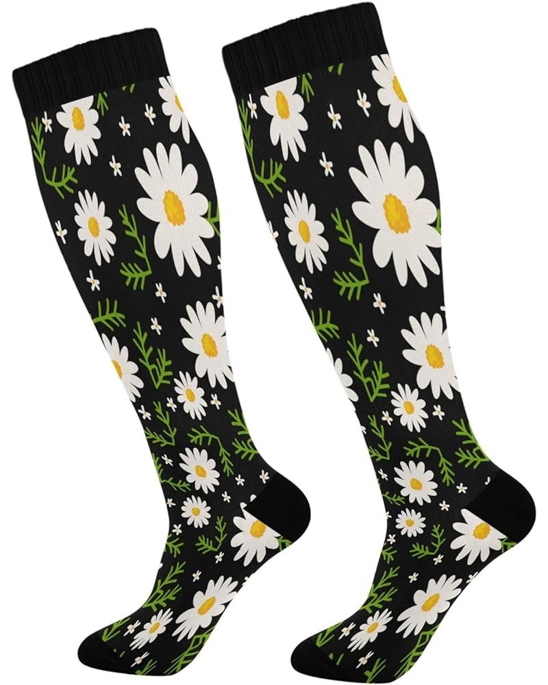 Christmas Gnomes Compression Socks Women Men Knee High Stockings for Sports,Running,Travel 1Pair Daisies $8.50 Activewear