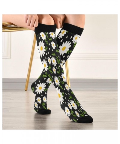 Christmas Gnomes Compression Socks Women Men Knee High Stockings for Sports,Running,Travel 1Pair Daisies $8.50 Activewear