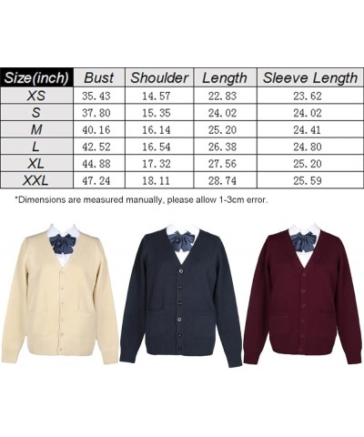 Women's Cardigan School Uniform Sweater V Neck Button Down Knit Cardigans Coat with Pockets Light Purple $15.94 Sweaters