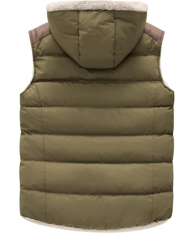 Women's Outerwear Vest Casual Thicken Qulited Winter Puffer Vest Hooded Warm Fleece Jacket Army Green $29.06 Vests