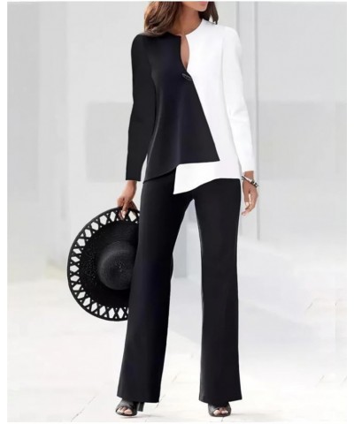 Womens 2 Piece Outfits Dressy Pant Suits for a Wedding Casual Irregular Chiffon Wide Leg Pant Sets Style4-white $25.87 Suits