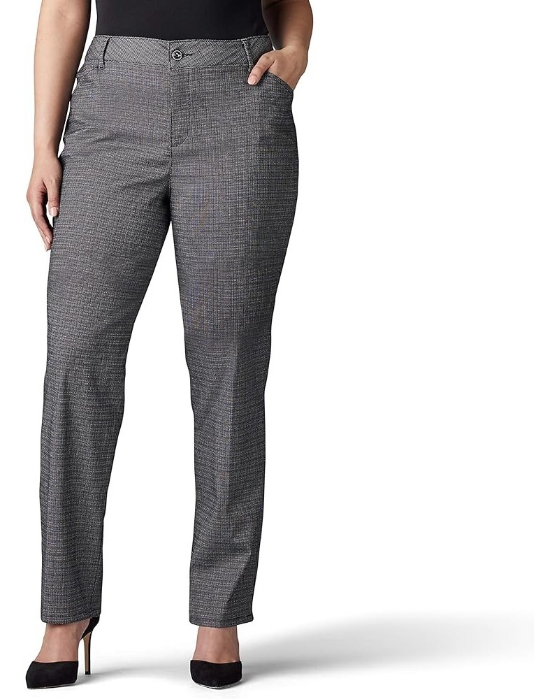 Women's Plus Size Relaxed Fit All Day Straight Leg Pant Black/White Rockhill Plaid $20.02 Pants