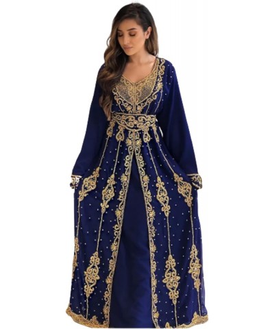 Kaftan For Women Royal African Attire Bridesmaid Abaya Long Maxi Formal Beaded Dubai Navy Blue Moroccan Kaftan BY ZARDOZI ART...