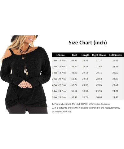 Women's Plus Size Tops Casual Long Sleeve Tee Shirt Twist Knot Blouses Tunics Deep Blue Block $7.64 Tops