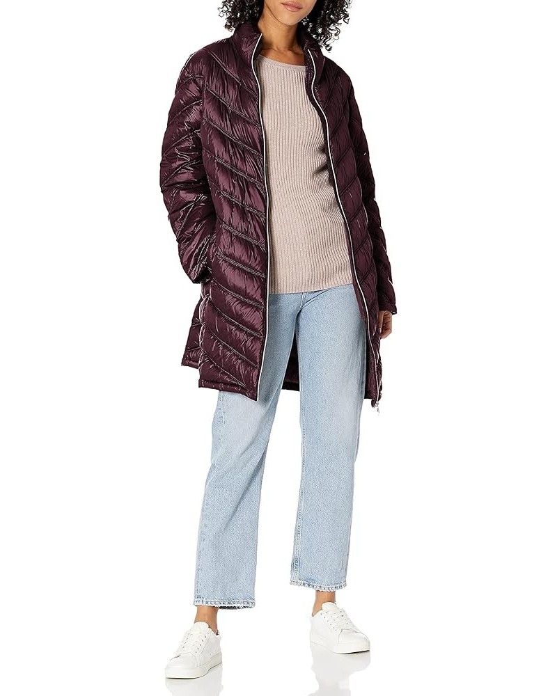 Women's Chevron Quilted Packable Down Jacket (Standard and Plus) Standard Shine Wine $36.16 Jackets