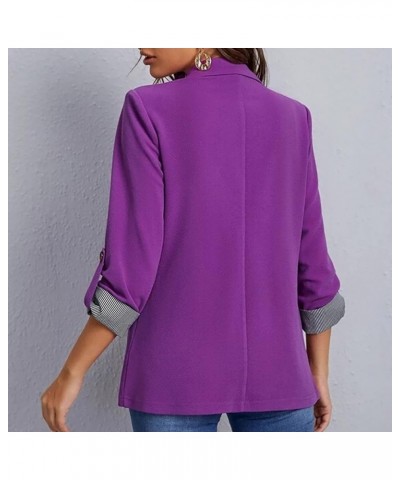 2022 Trendy Blazer Tops for Womens One Button Casual Business Blazer Jackets Women's Lapel Solid Blazers with Pockets Purple ...