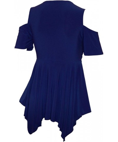 Women Plus Size Navy Blue Off Shoulders Blouse Top Shirt Made in USA Navy Blue $22.05 Blouses