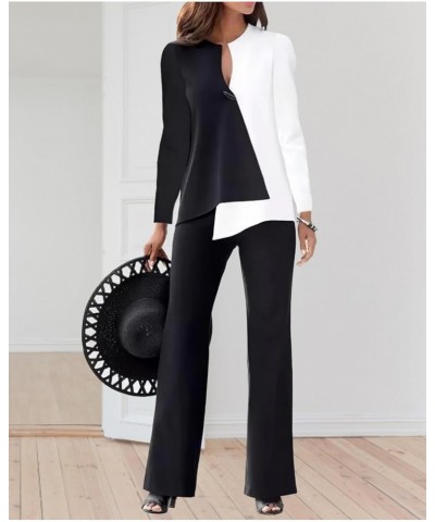 Womens 2 Piece Outfits Dressy Pant Suits for a Wedding Casual Irregular Chiffon Wide Leg Pant Sets Style4-white $25.87 Suits