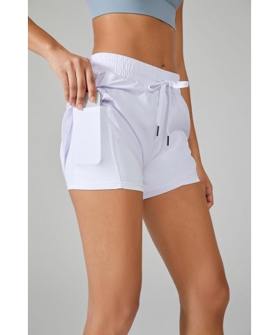 Women's 2 in 1 Running Shorts with Pocket - Breathable Athletic Tennis Gym Workout Shorts White $9.34 Activewear