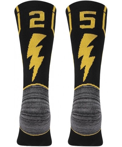 Adult Youth Mid Calf Cushion Team Sports Number Socks for Basketball Football Baseball Gold/Black 25 Or 52 Team Number Black ...