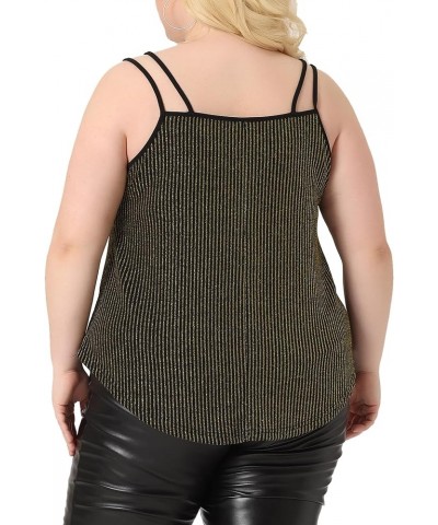 Plus Size Tops for Women Sleeveless V Neck Tank Cami Party Glitter Sparkle Tops Gold $17.27 Tanks