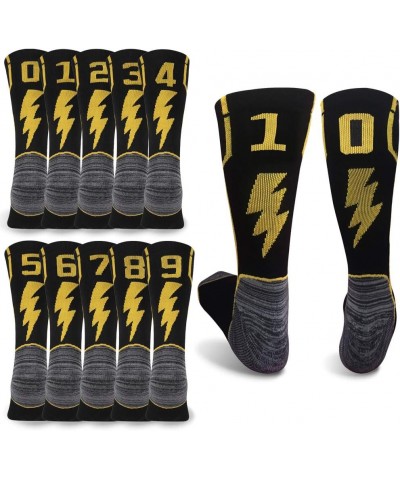 Adult Youth Mid Calf Cushion Team Sports Number Socks for Basketball Football Baseball Gold/Black 25 Or 52 Team Number Black ...