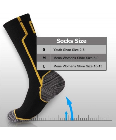 Adult Youth Mid Calf Cushion Team Sports Number Socks for Basketball Football Baseball Gold/Black 25 Or 52 Team Number Black ...