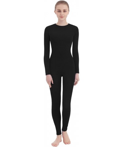 Crew Neck Full Body Unitard Spandex Footed/Footless Long Sleeve Bodysuit Unisex Black (Footless) $12.47 Bodysuits