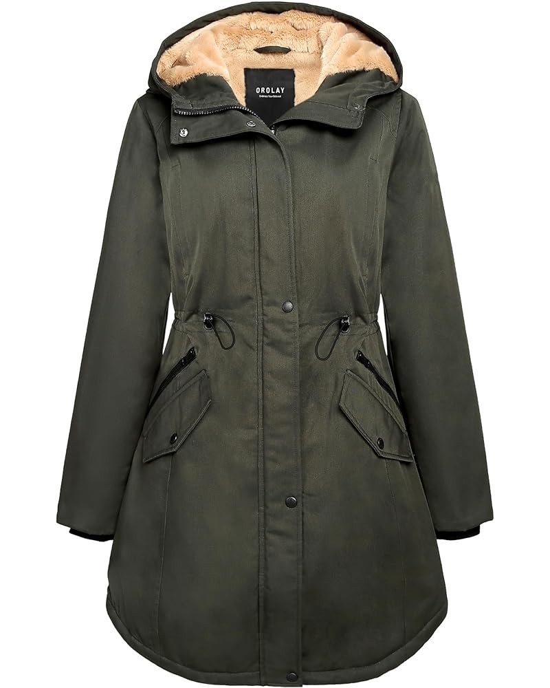 Women's Thicken Fleece Lined Parka Winter Coat Hooded Jacket with Pockets Deep Forest $66.70 Jackets