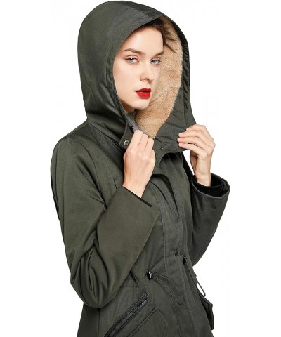 Women's Thicken Fleece Lined Parka Winter Coat Hooded Jacket with Pockets Deep Forest $66.70 Jackets