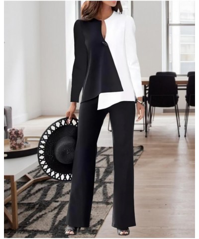 Womens 2 Piece Outfits Dressy Pant Suits for a Wedding Casual Irregular Chiffon Wide Leg Pant Sets Style4-white $25.87 Suits