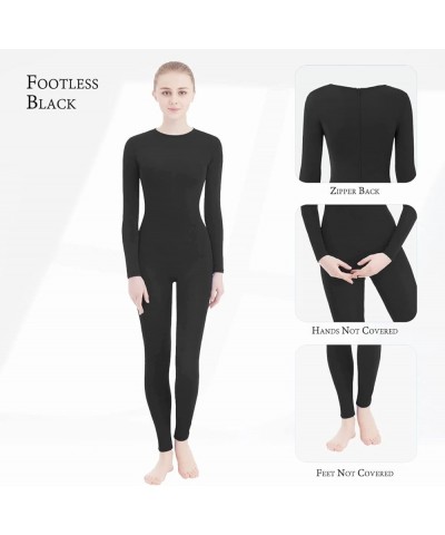 Crew Neck Full Body Unitard Spandex Footed/Footless Long Sleeve Bodysuit Unisex Black (Footless) $12.47 Bodysuits