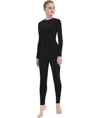 Crew Neck Full Body Unitard Spandex Footed/Footless Long Sleeve Bodysuit Unisex Black (Footless) $12.47 Bodysuits