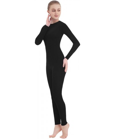 Crew Neck Full Body Unitard Spandex Footed/Footless Long Sleeve Bodysuit Unisex Black (Footless) $12.47 Bodysuits