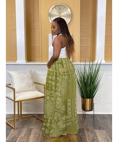 Women's Wide Leg Long Palazzo Pants High Waist Loose Fit Casual Flowy Pants Trousers with Pockets Cashew Flower $17.84 Pants