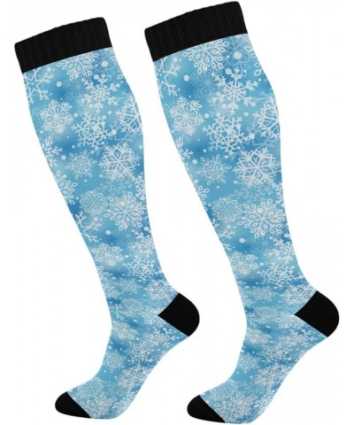 Mardi Gras Lilye Compression Socks for Women and Men Circulation Black Long Socks for Athletic Running 1 2 Blue Snowflakes $9...