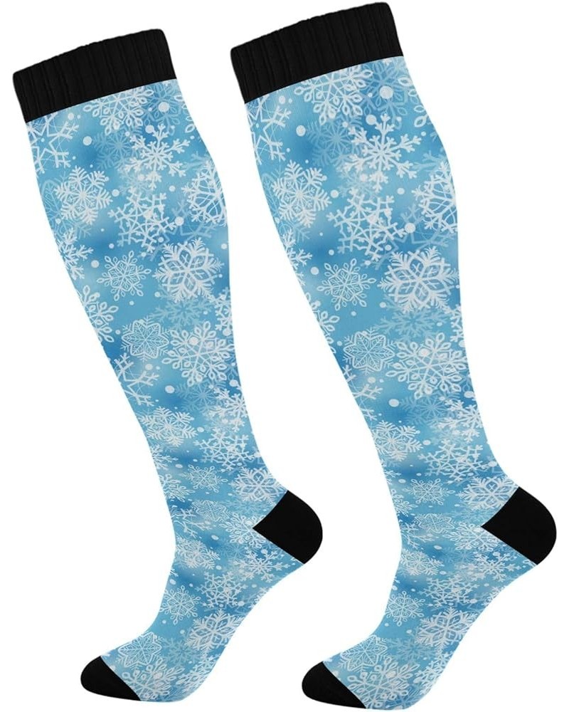 Mardi Gras Lilye Compression Socks for Women and Men Circulation Black Long Socks for Athletic Running 1 2 Blue Snowflakes $9...