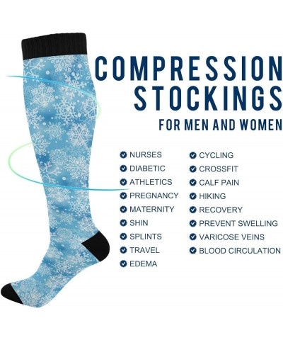 Mardi Gras Lilye Compression Socks for Women and Men Circulation Black Long Socks for Athletic Running 1 2 Blue Snowflakes $9...