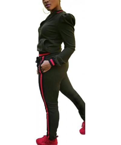 Women's 2 Pieces Outfits Long Sleeve Zipper Jacket and Pants Set Tracksuits Green $20.99 Activewear