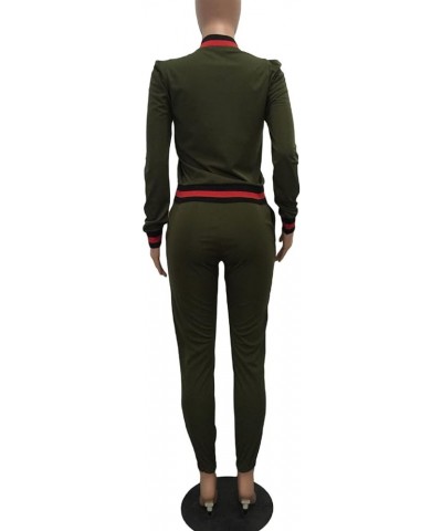 Women's 2 Pieces Outfits Long Sleeve Zipper Jacket and Pants Set Tracksuits Green $20.99 Activewear