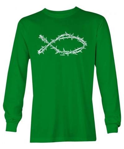 Jesus Fish of Thorns - Religion Christian Unisex Long Sleeve Shirt Kelly $11.48 T-Shirts