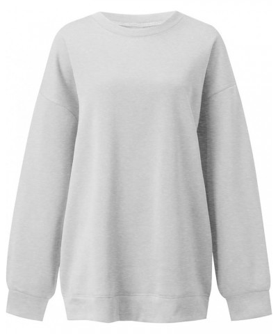 Womens Autumn And Winter Loose Top Solid Color Shoulder Sleeve Hoodless Pullover Sweatshirt Sweater Dz Sweatshirt Grey $12.59...