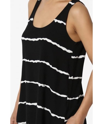 Women's Tank Tops Scoop Neck Loose Fit Summer Casual Round Hem Sleeveless Tee Stripe Black $9.87 Tanks