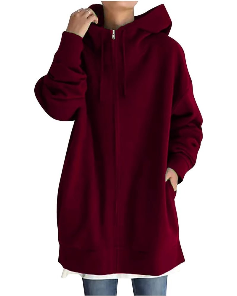 Women's Cardigan Hoodies Lounging Jackets Plus Size Hoodie 2022 Pullover Hooded Tunic Sweatshirts Clothes Tops Blouse 04 Wine...