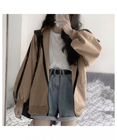 Women Teen Girls Oversized Hoodie Streetwear Long Batwing Sleeve Striped Hoody Zip Sweatshirt Coat Top Loose Fit Khaki $9.90 ...