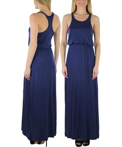 Women's Maxi Sleeveless Summer Long Dress Y Back Scoopneck - Navy $13.74 Dresses