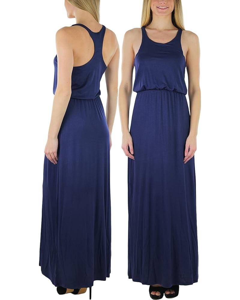 Women's Maxi Sleeveless Summer Long Dress Y Back Scoopneck - Navy $13.74 Dresses