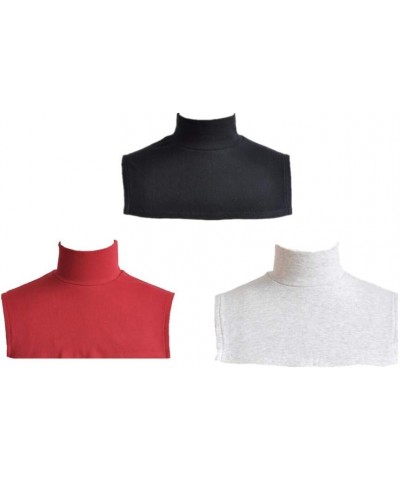 3PC Solid Color Womens Half Top Mock Blouse Neck Dickey False Fake Turtleneck Neck Warmer(Black+White+Red) $9.87 Blouses