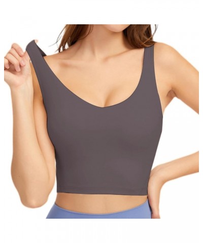 Womens' Sports Bra Longline Workout Tank Tops Yoga Cropped Tops Support with Removable Padded Vintage Purple $9.99 Lingerie