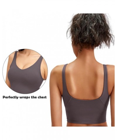 Womens' Sports Bra Longline Workout Tank Tops Yoga Cropped Tops Support with Removable Padded Vintage Purple $9.99 Lingerie