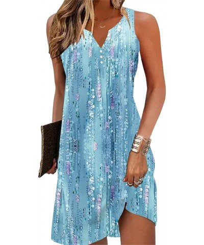 V-Neck Floral Printed Summer A-Line Elegant Dresses Womens Vintage Sleeveless Beach Sundress Ladies Casual Loose Boho Dress P...