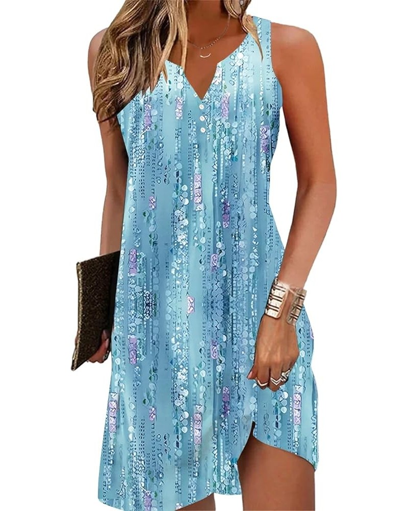 V-Neck Floral Printed Summer A-Line Elegant Dresses Womens Vintage Sleeveless Beach Sundress Ladies Casual Loose Boho Dress P...