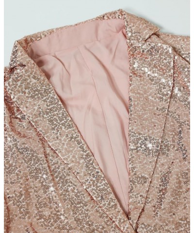 Womens Sequin Blazer Jacket Open Front Long Sleeve Sparkly Glitter Party Cardigan Coat Champagne $20.15 Blazers