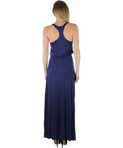 Women's Maxi Sleeveless Summer Long Dress Y Back Scoopneck - Navy $13.74 Dresses